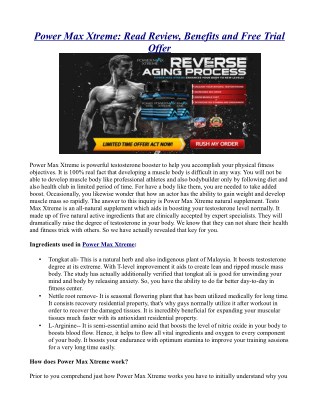 Power Max Xtreme: Read Review, Benefits and Free Trial Offer