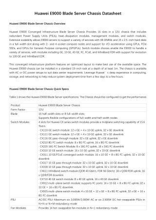 Huawei e9000 blade server chassis datasheet