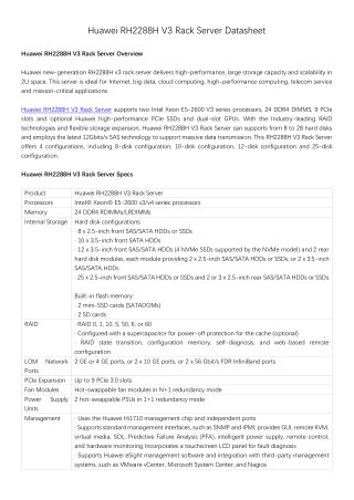 Huawei rh2288 h v3 rack server datasheet