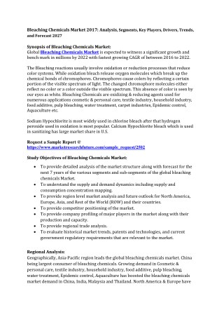 Bleaching Chemicals Market 2017: Analysis, Size, Share, Growth and Trends by Forecast to 2027