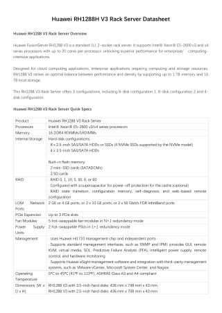 Huawei rh1288 h v3 rack server datasheet