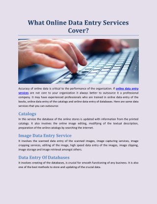 What Online Data Entry Services Cover?
