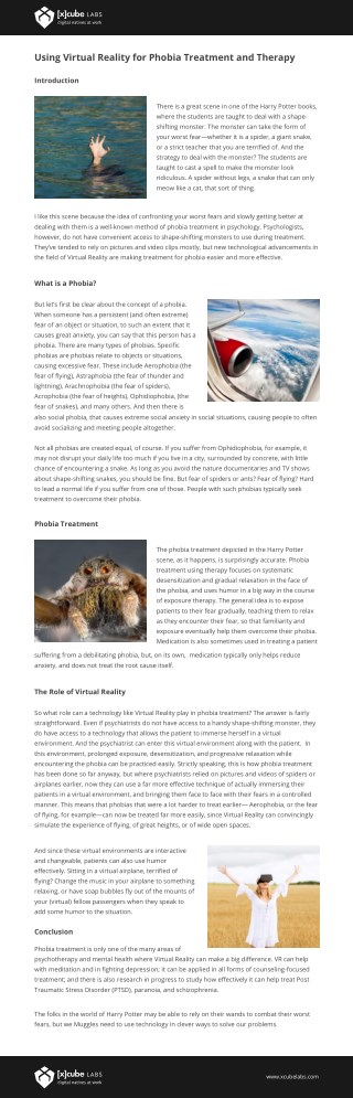 Using Virtual Reality for Phobia Treatment and Therapy