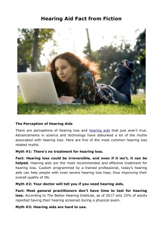 Hearing Aid Fact from Fiction