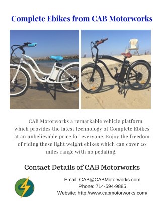 Complete Ebikes from CAB Motorworks