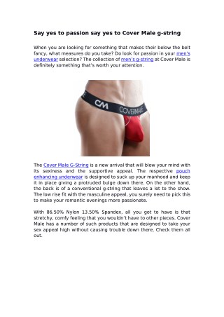 Say yes to passion say yes to Cover Male g-string