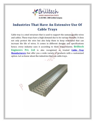Industries That Have An Extensive Use Of Cable Trays