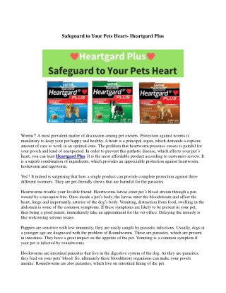 Safeguard to Your Pets Heart Heartgard Plus