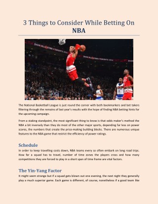 3 Things to Consider While Betting On NBA