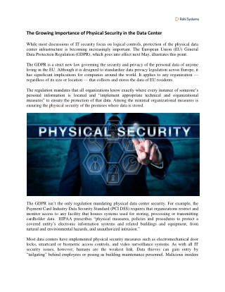 The Growing Importance of Physical Security in the Data Center | Rahi Systems