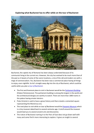 Private Sightseeing Tour of Bucharest | Full Day and Half Day Bucharest City Tours