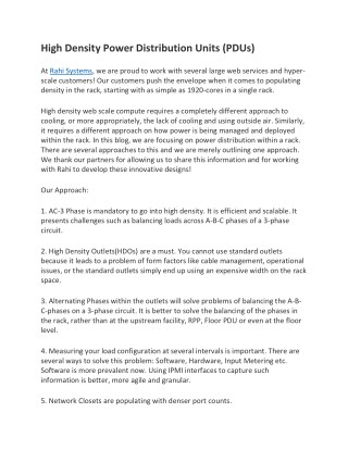High Density Power Distribution Units (PDUs)