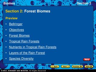 Section 2: Forest Biomes