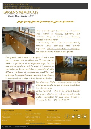 High quality Granite Countertops in Winnipeg with Larsen's Memorials