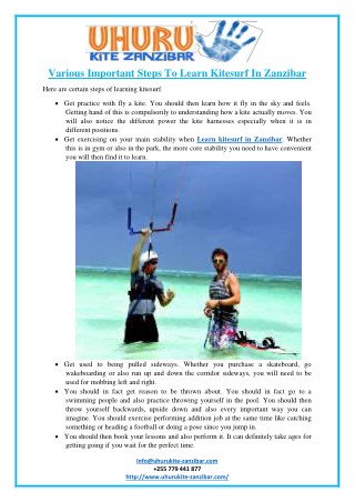 Various Important Steps To Learn Kitesurf In Zanzibar