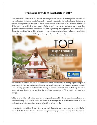 Top Major Trends of Real Estate in 2017