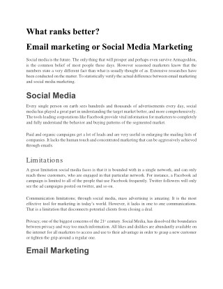 Email marketing or Social Media Marketing