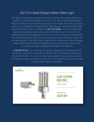 LED Corn Bulbs Replace Metal Halide Light - ledmyplace