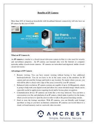 Benefits Of IP Camera