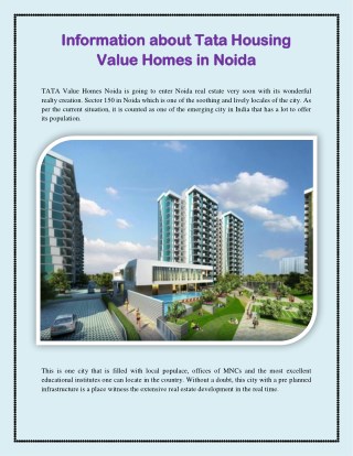 Information about Tata Housing Value Homes in Noida