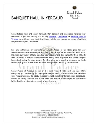 Are you looking for Banquet Hall in Yercaud  