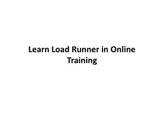 Learn Load Runner in Online Training
