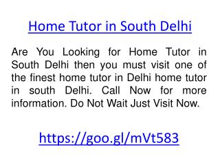 Home Tutor in South Delhi