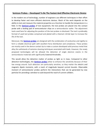 Semicon Probes | Equip-test.com