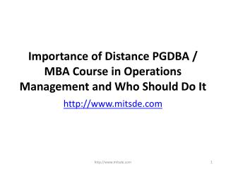 Importance of Distance PGDBA / MBA Course in Operations Management and Who Should Do It