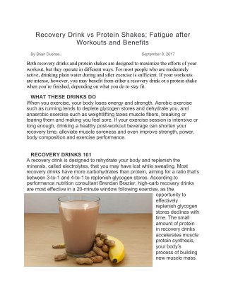 Recovery Drink vs Protein Shakes - Fatigue after Workouts and Benefits