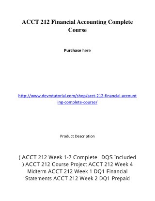 ACCT 212 Financial Accounting Complete Course