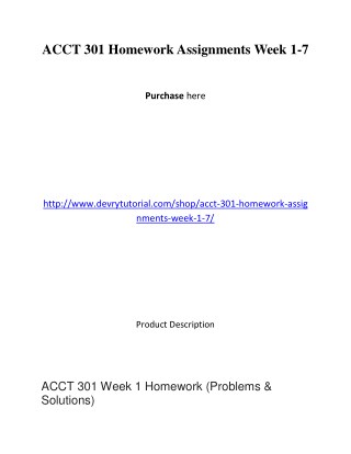 ACCT 301 Homework Assignments Week 1-7