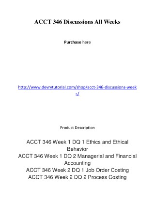 ACCT 344 Homework Week 1, 2, 3, 5, 6