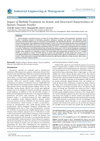 Trivedi Effect - Impact of Biofield Treatment on Atomic and Structural Characteristics of Barium Titanate Powder