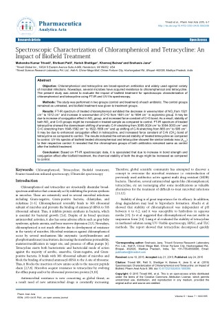 Trivedi Effect - Spectroscopic Characterization of Chloramphenicol and Tetracycline: An Impact of Biofield Treatment