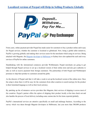 Localized version of Paypal will Help in Selling Products Globally