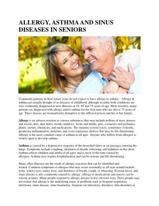 ALLERGY, ASTHMA AND SINUS DISEASES IN SENIORS