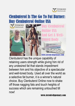 Clenbuterol Is The Go To Fat Burner: Buy Clenbuterol Online USA