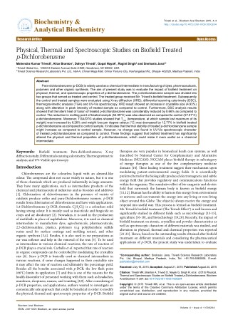 Trivedi Effect - Physical, Thermal and Spectroscopic Studies on Biofield Treated p-Dichlorobenzene