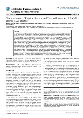 Trivedi Effect - Characterization of Physical, Spectral and Thermal Properties of Biofield Treated 1,2,4-Triazole