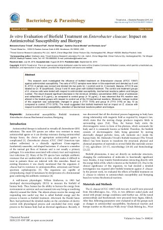Trivedi Effect - In vitro Evaluation of Biofield Treatment on Enterobacter cloacae: Impact on Antimicrobial Susceptibili