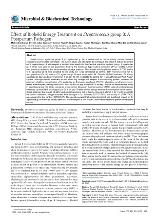 Trivedi Effect - Effect of Biofield Energy Treatment on Streptococcus group B: A Postpartum Pathogen