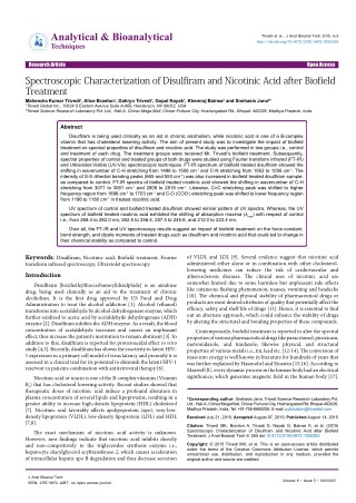 Trivedi Effect - Spectroscopic Characterization of Disulfiram and Nicotinic Acid after Biofield Treatment