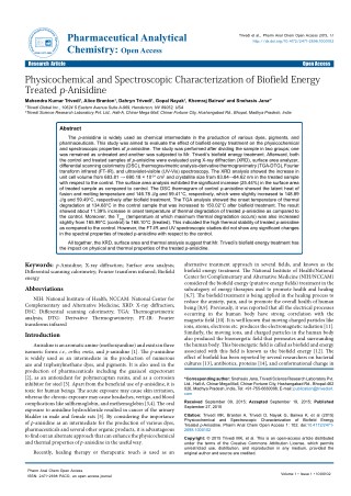 Trivedi Effect - Physicochemical and Spectroscopic Characterization of Biofield Energy Treated p-Anisidine