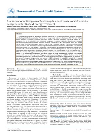 Trivedi Effect - Assessment of Antibiogram of Multidrug-Resistant Isolates of Enterobacter aerogenes after Biofield Ener