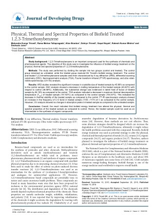 Trivedi Effect - Physical, Thermal and Spectral Properties of Biofield Treated 1,2,3-Trimethoxybenzene