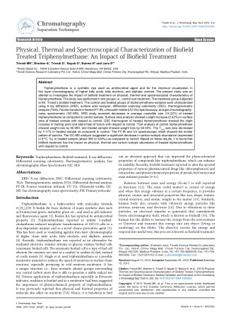 Trivedi Effect - Physical, Thermal and Spectroscopical Characterization of Biofield Treated Triphenylmethane: An Impact