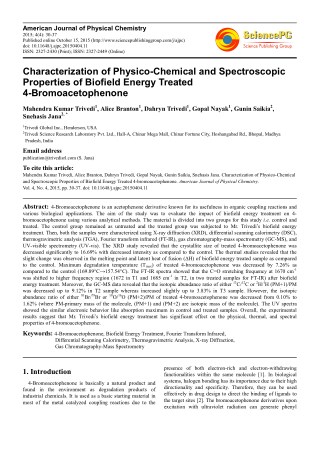 Trivedi Effect - Characterization of Physico-Chemical and Spectroscopic Properties of Biofield Energy Treated 4-Bromoace