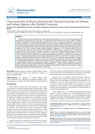 Trivedi Effect - Characterization of Physicochemical and Thermal Properties of Chitosan And Sodium Alginate after Biofie