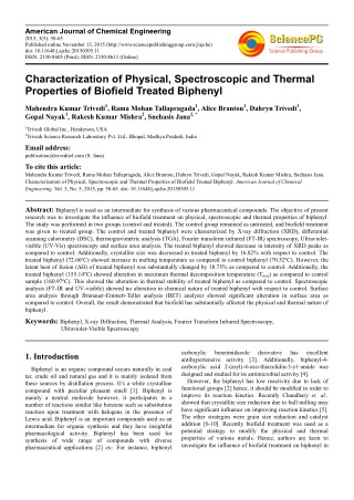 Trivedi Effect - Characterization of Physical, Spectroscopic and Thermal Properties of Biofield Treated Biphenyl